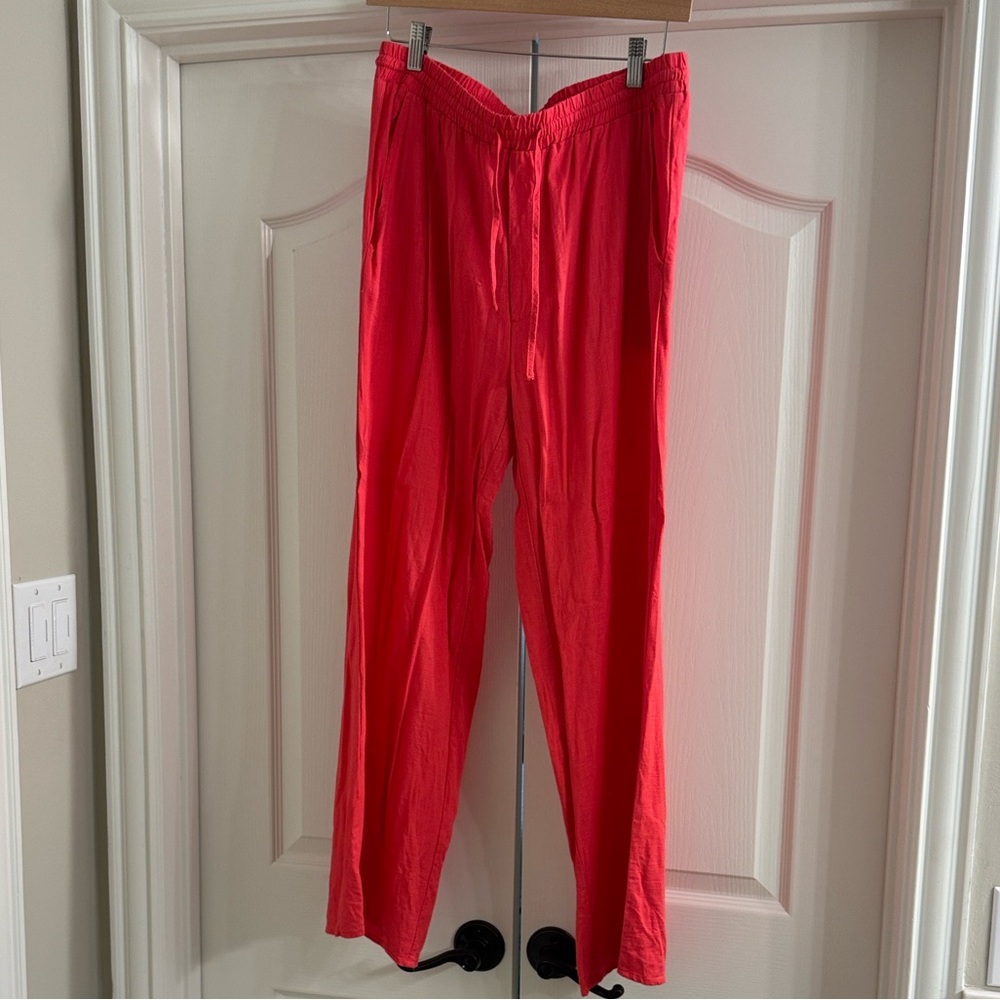 Coral linen pant